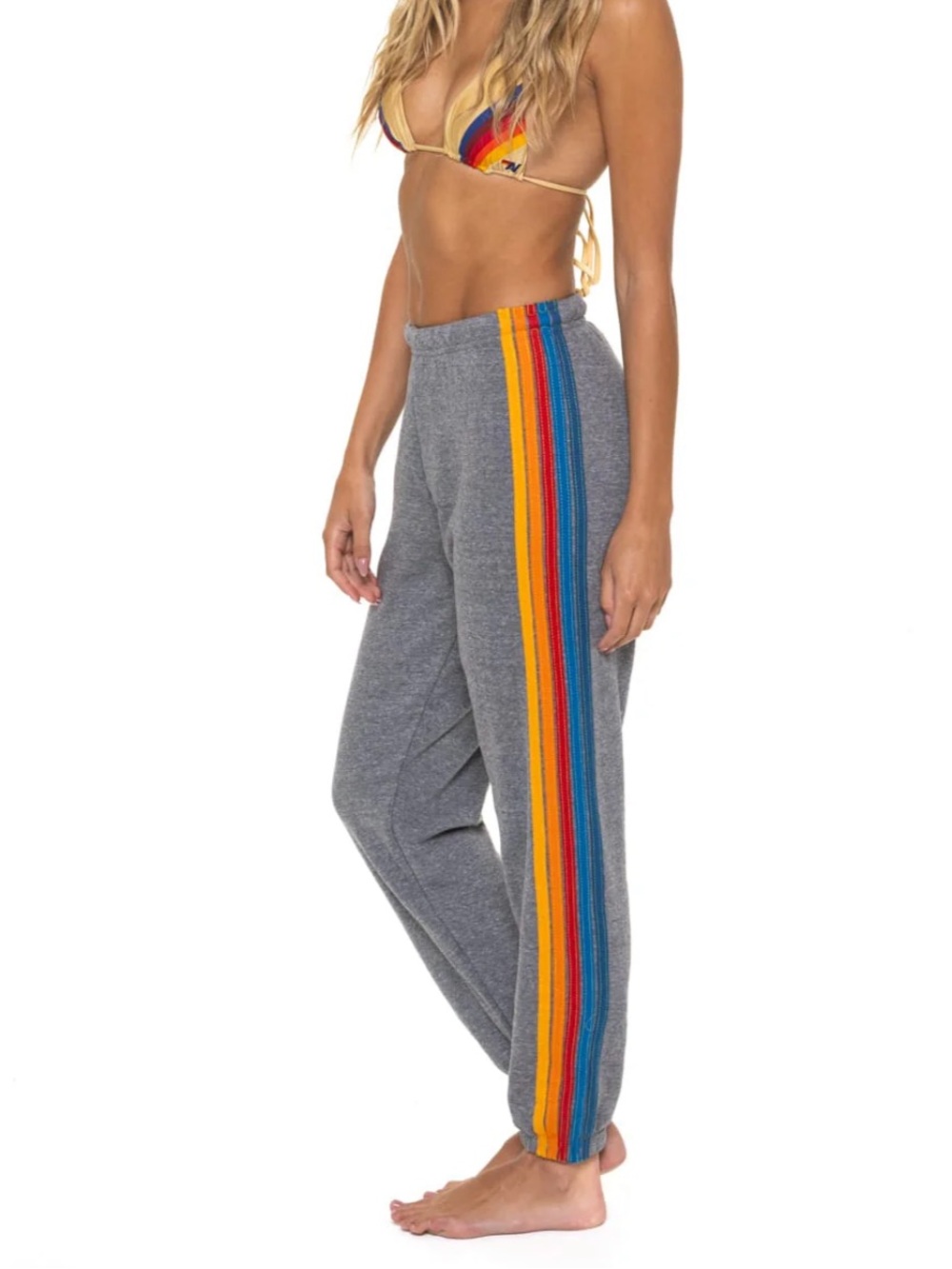Aviator Nation 5 stripe Heather gray sweatpants size small
